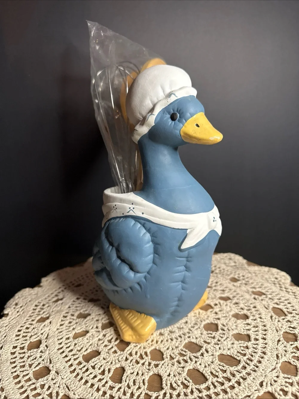 Duck Utensil Holder - Blue Ceramic Kitchen Organizer
